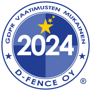 D-Fence Oy logo. GDPR vaatimusten mukainen yritys.